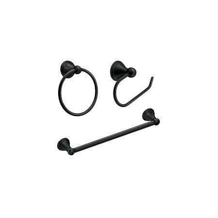 Moen Preston 3-Piece Hardware Set with Towel Bar, Paper Holder, and Towel Ring in Matte Black DN8433BL